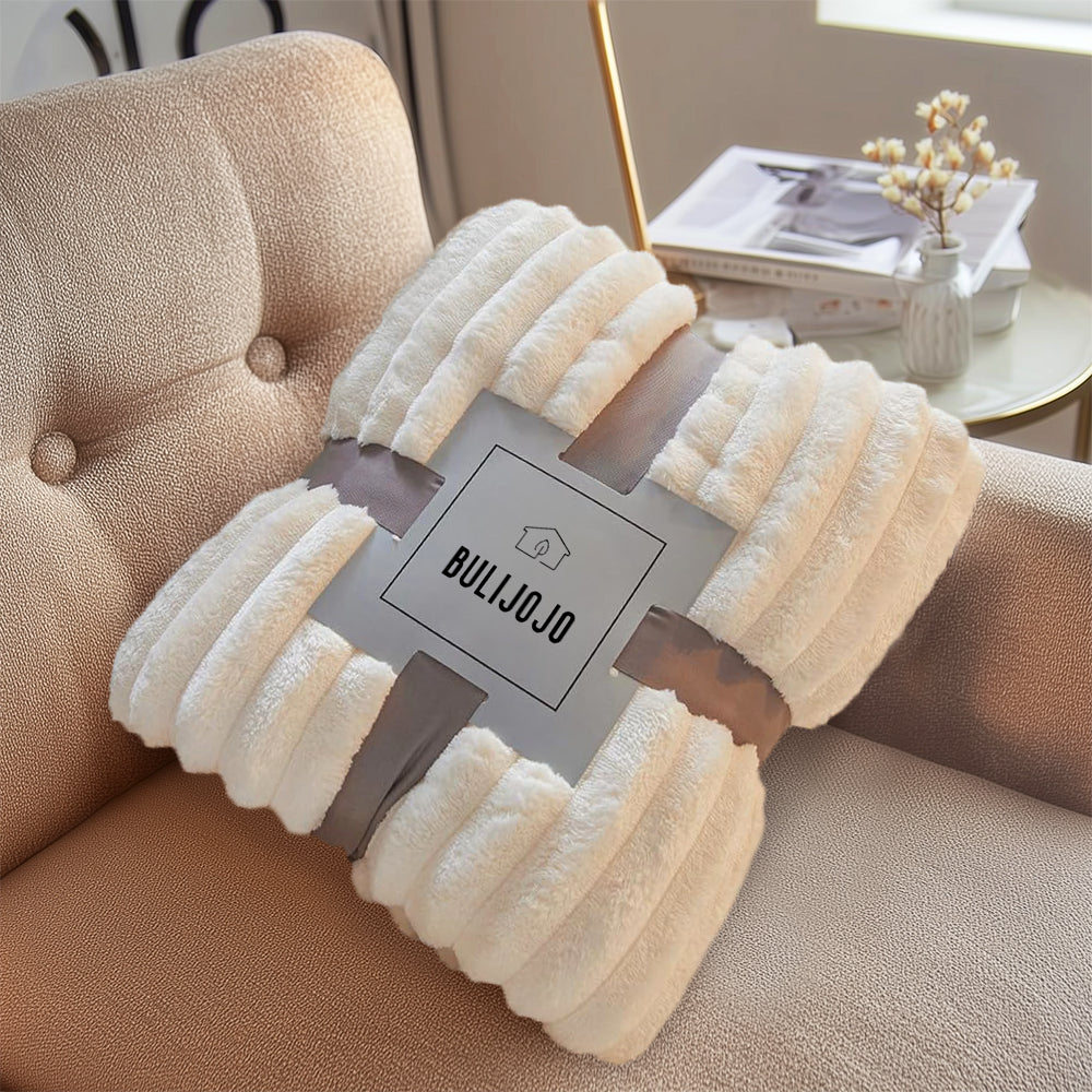 Warm fluffy striped blanket