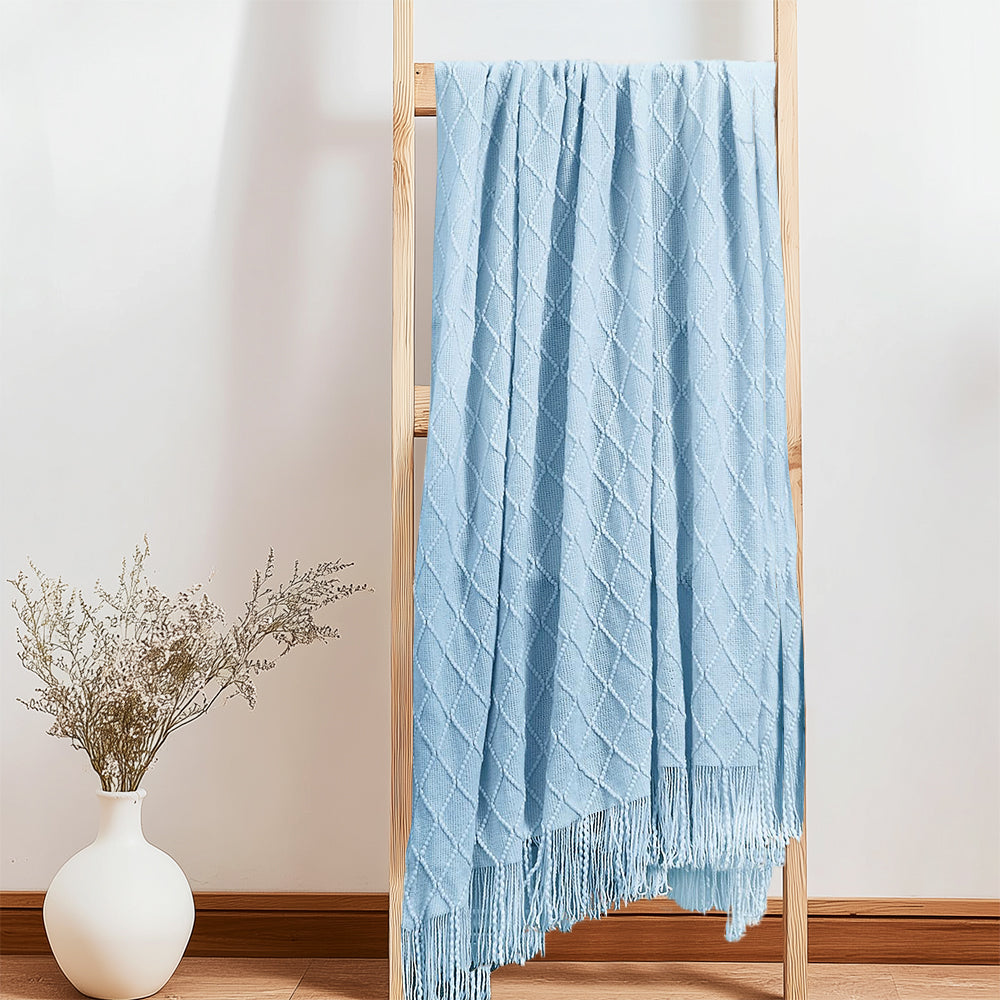 Knitted Throw Blanket With Tassels